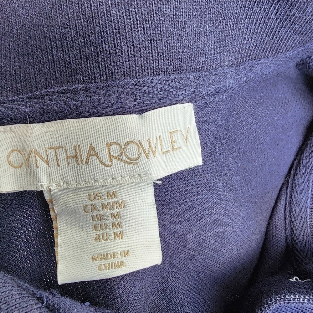 Cynthia Rowley Polo Shirt Dress Navy Blue Pockets Preppy Golf Tennis Cotton Sz M - Picture 7 of 9
